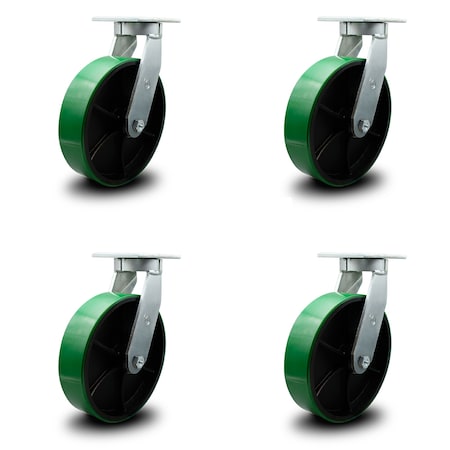 Service Caster 10 Inch Extra Heavy Duty Green Poly on Cast Iron Wheel Swivel Caster, 4PK SCC-KP92S1030-PUR-GB-4